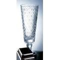 Diamond Net Vase on a Black Base - Italian Lead Crystal (16 1/4"x8")